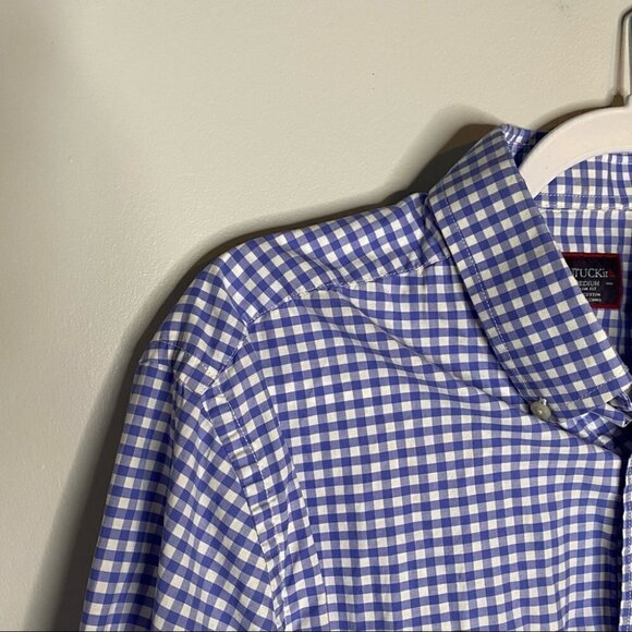 Untuckit Blue White Check Brachetto Button Down Shirt - Picture 2 of 6